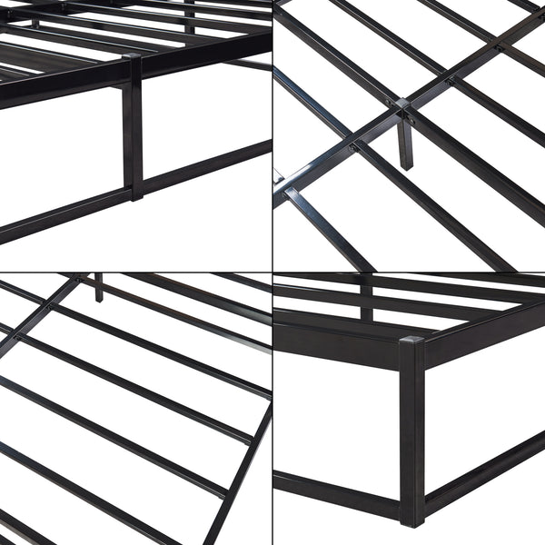 Säng Trerunta inkl. madrass metall svart [en.casa]