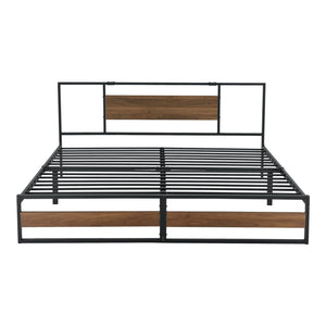 Sängstomme Villach i metall svart matt träfärgade detaljer [en.casa] välj modell