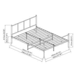 Säng i metall Hercules inkl. madrass svart reptålig [en.casa]