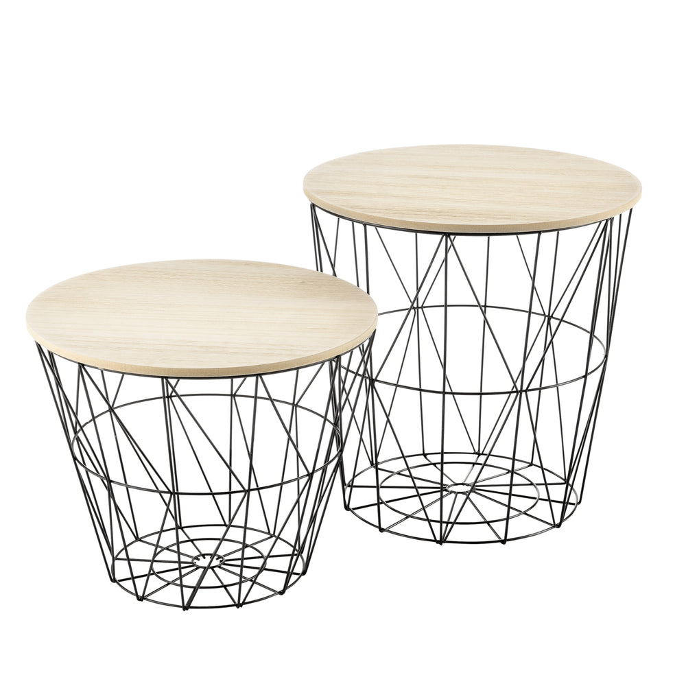 Metallkorg sidobord Codogno 2-set i olika färger en.casa - premiumXL