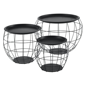 Soffbord Neman 3-delars set metallkorg svart en.casa - premiumXL
