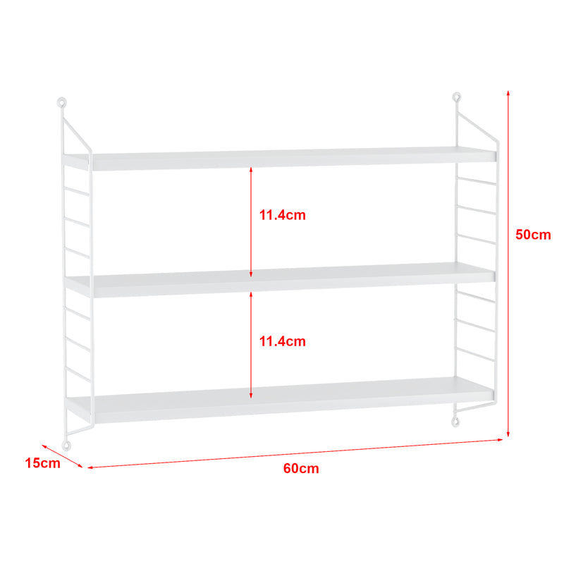 Måttskiss Vägghylla Strängnäs 50x60x15 cm stål [en.casa] välj modell