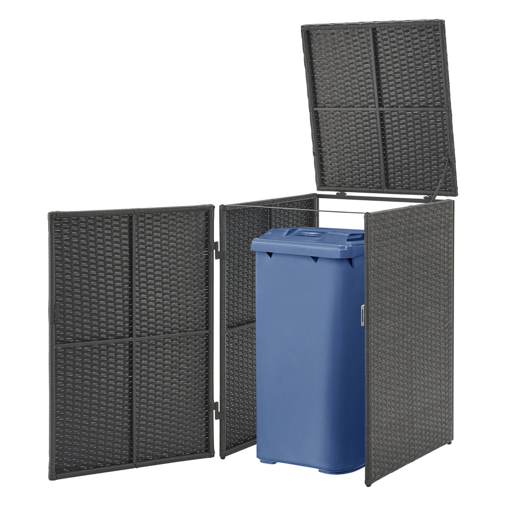 Soptunneinklädnad Widnau för 1/2 soptunnor polyrattan mörkgrå [en.casa] - premiumXL
