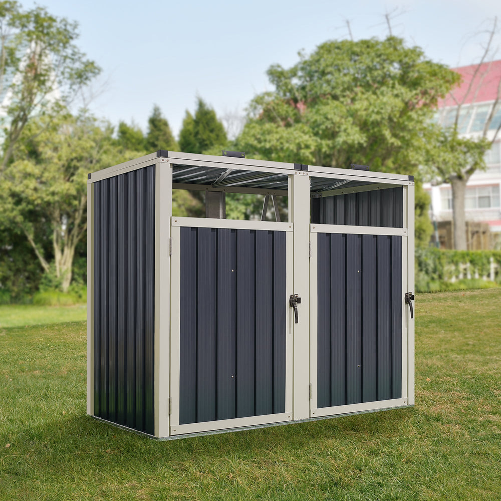 Soptunnebox Tarbek för 1/2/3/4 tunnor stål galvaniserad antracit i olika storlekar [en.casa] - premiumXL