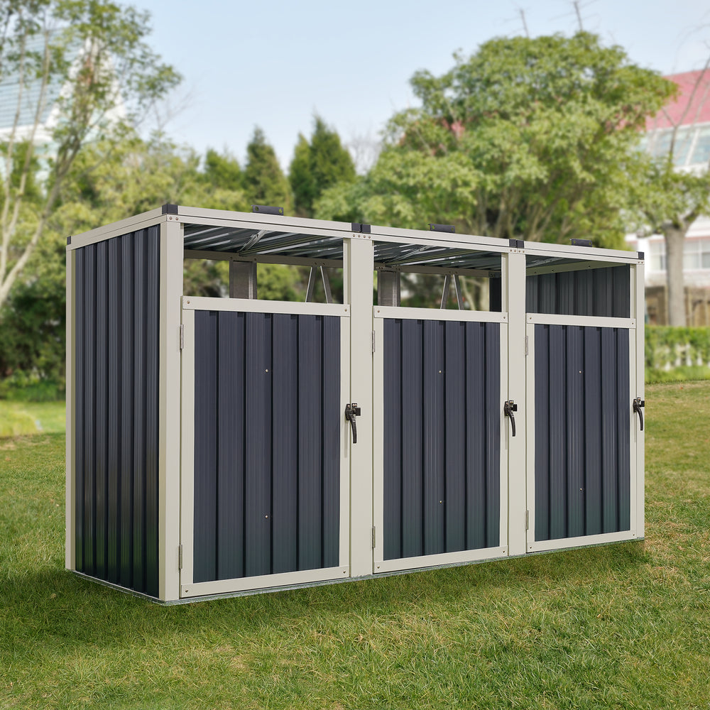 Soptunnebox Tarbek för 1/2/3/4 tunnor stål galvaniserad antracit i olika storlekar [en.casa] - premiumXL