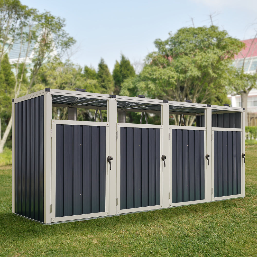 Soptunnebox Tarbek för 1/2/3/4 tunnor stål galvaniserad antracit i olika storlekar [en.casa] - premiumXL