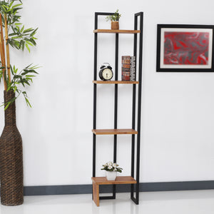 Stående hylla Bjergsted med 4 hyllplan 150 x 36 x 21 cm svart / valnötsutseende [en.casa]