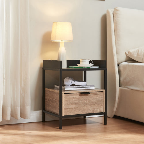 Sängbord Belana 51x40x35 cm Svart/Eklook [en.casa] - premiumXL