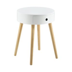 Sängbord Aurich 50x38x38 cm med låda retrodesign vit en.casa - premiumXL
