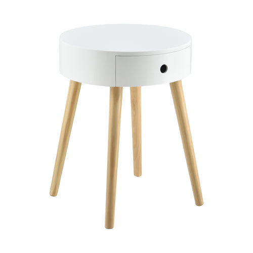 Sängbord Aurich 50x38x38 cm med låda retrodesign vit en.casa - premiumXL