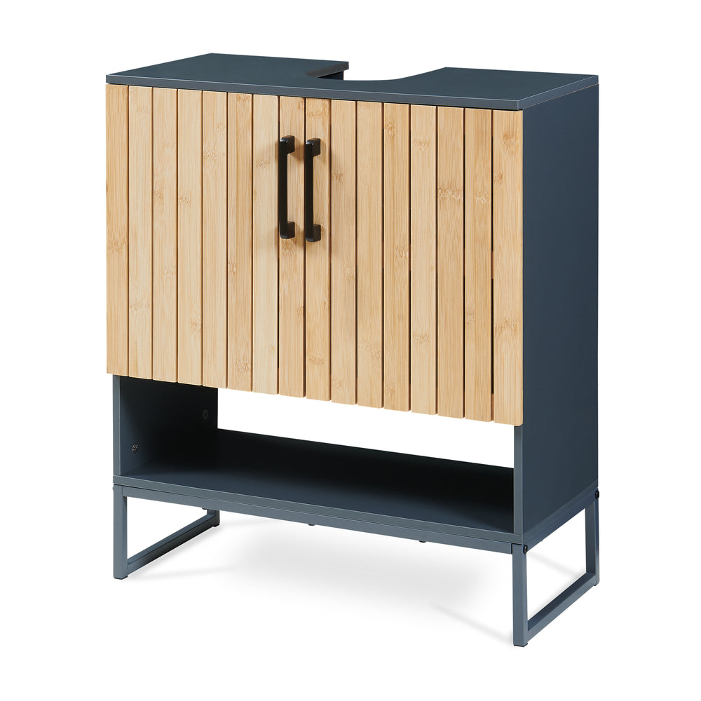 Tvättställsskåp Svanes 70x60x30 cm Mörkgrå/Natur [en.casa]