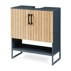 Tvättställsskåp Svanes 70x60x30 cm Mörkgrå/Natur [en.casa]