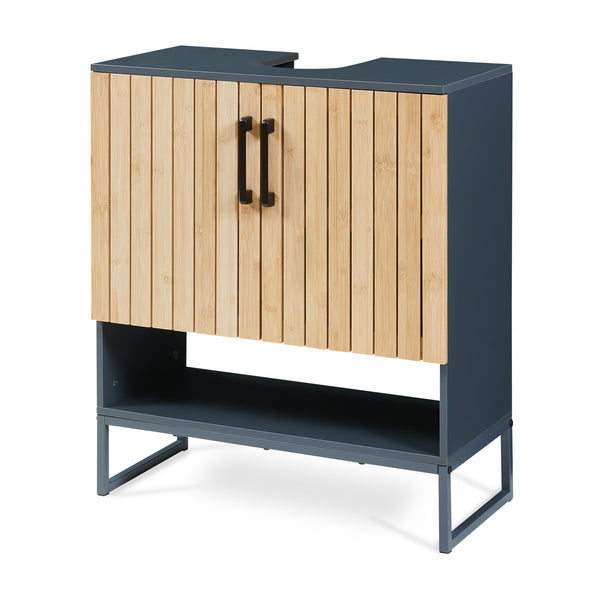 Tvättställsskåp Svanes 70x60x30 cm Mörkgrå/Natur [en.casa]