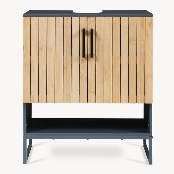 Tvättställsskåp Svanes 70x60x30 cm Mörkgrå/Natur [en.casa]