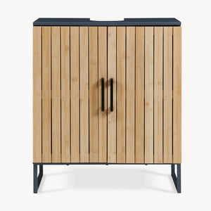 Tvättställsskåp Svanes 70x60x30 cm Mörkgrå/Natur [en.casa]