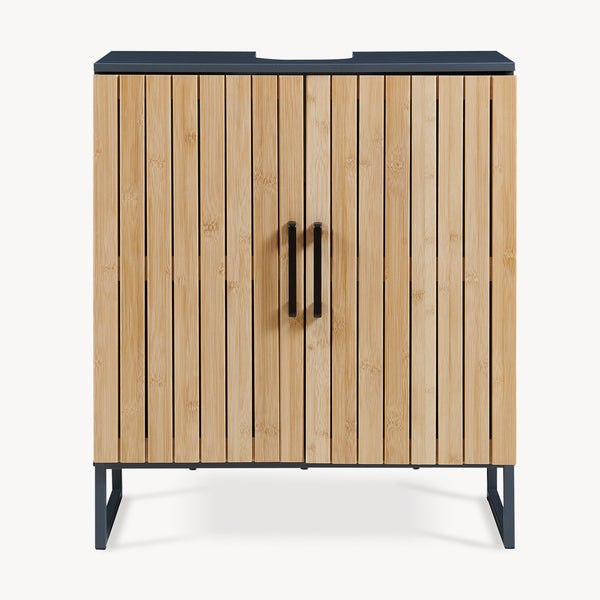 Tvättställsskåp Svanes 70x60x30 cm Mörkgrå/Natur [en.casa]