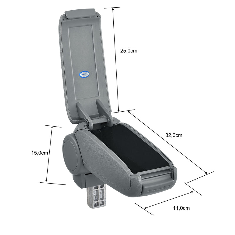 Måttskiss [pro.tec]® Armstöd till Opel Corsa C (oktober 2000-2006) / Opel Combo C (september 2002-2006)