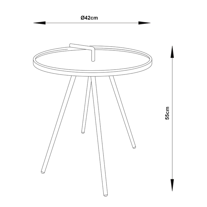 Måttskiss Sidobord Fosen utomhus 55xØ42 cm stål [en.casa]