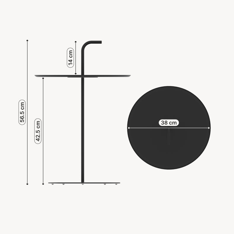 Måttskiss Utomhusbord i metall Calimera 57 x Ø38 cm [casa.pro]