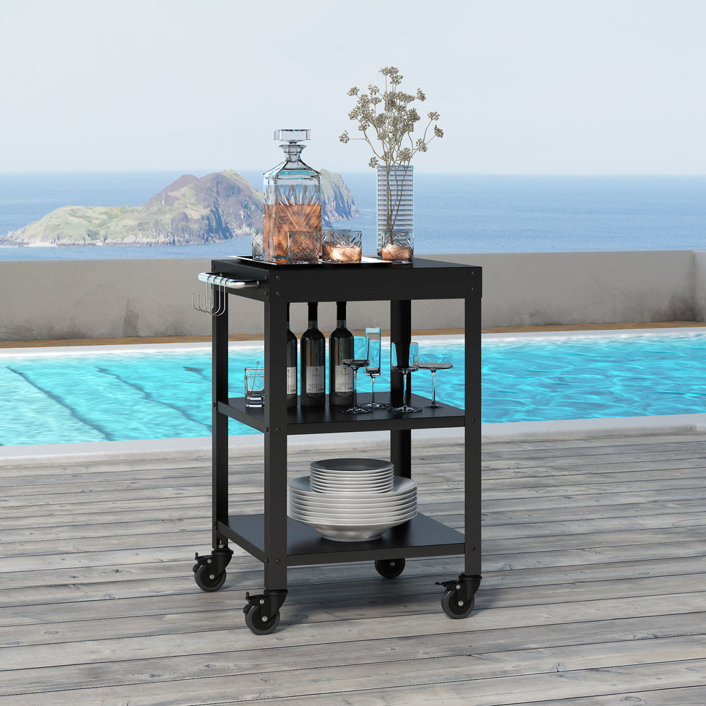 Utomhus serveringsvagn Bolognano stål 81x50x50 cm [casa.pro]