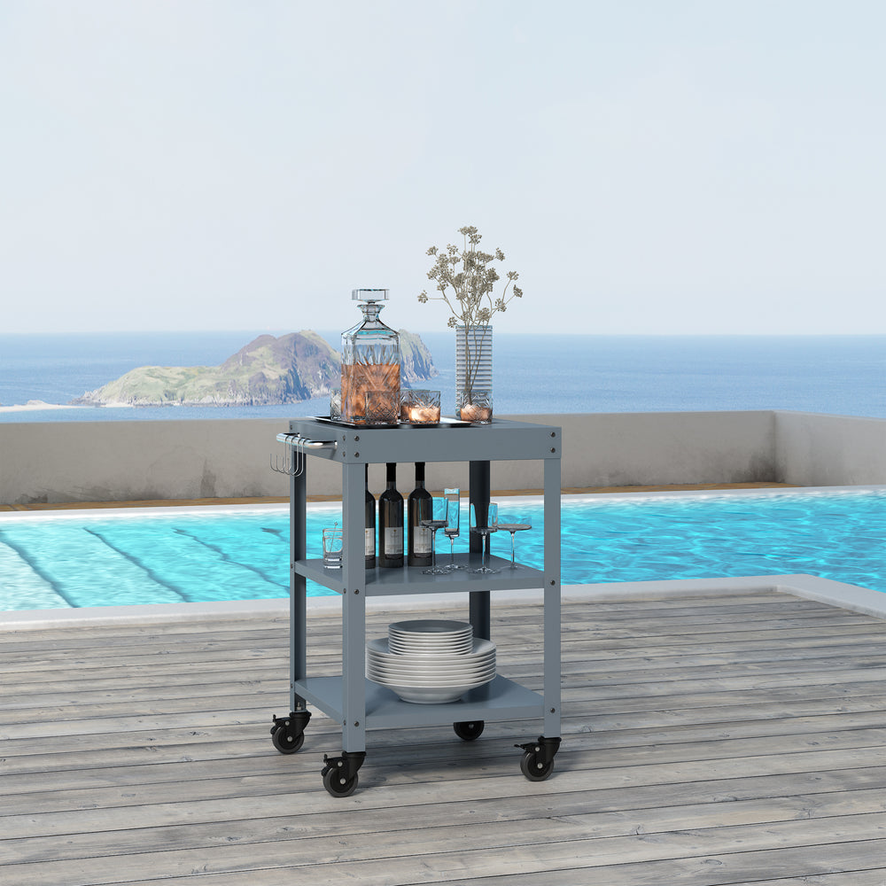 Utomhus serveringsvagn Bolognano stål 81x50x50 cm [casa.pro]