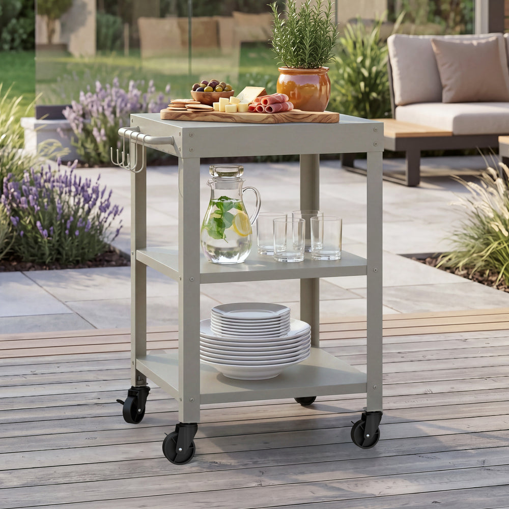 Utomhus serveringsvagn Bolognano stål 81x50x50 cm [casa.pro]