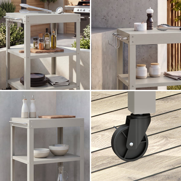 Utomhus serveringsvagn Bolognano stål 81x50x50 cm [casa.pro]