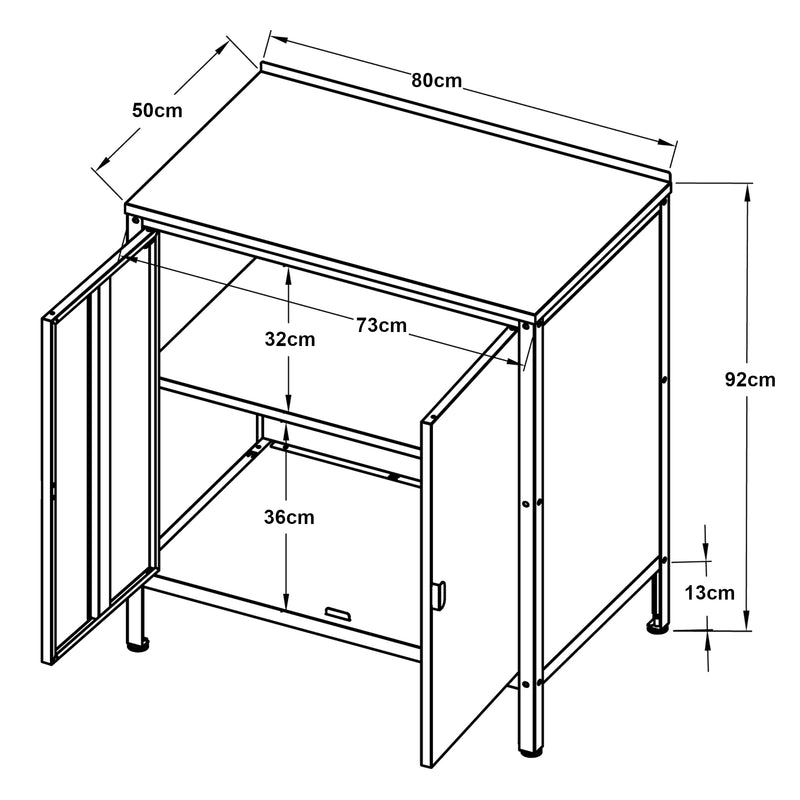 Måttskiss Utomhusskåp Bolognano 92x80x50 cm [casa.pro]