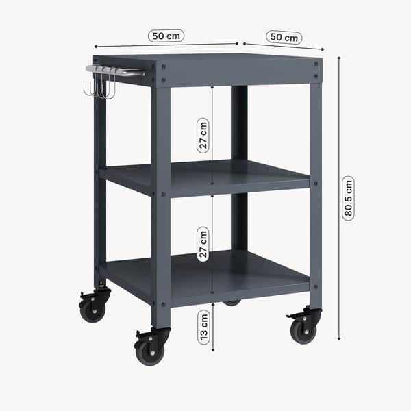 Utomhus serveringsvagn Bolognano stål 81x50x50 cm [casa.pro]