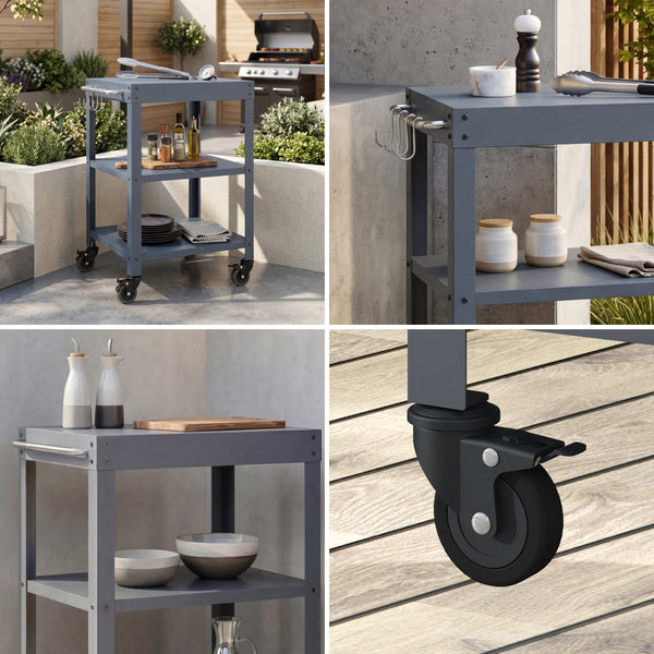 Utomhus serveringsvagn Bolognano stål 81x50x50 cm [casa.pro]