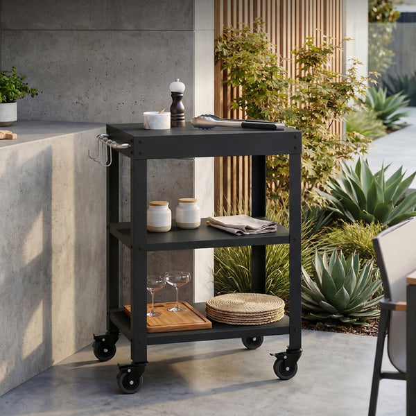 Utomhus serveringsvagn Bolognano stål 81x50x50 cm [casa.pro]