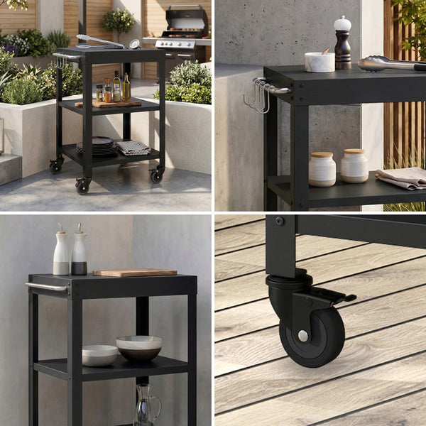 Utomhus serveringsvagn Bolognano stål 81x50x50 cm [casa.pro]