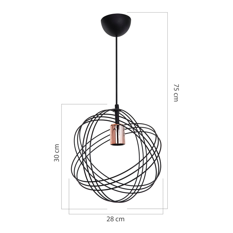 Måttskiss Taklampa Hove E27 metall i olika färger [lux.pro]