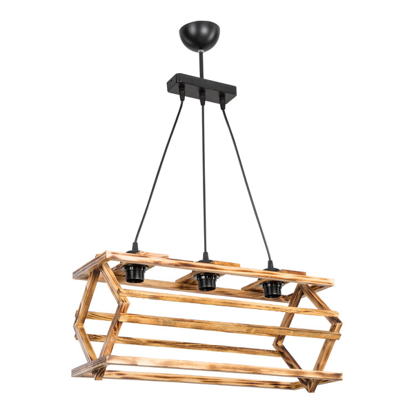 Kettering taklampa i massivt trä 2xE27 / 3xE27 svart / träutseende i olika storlekar [lux.pro]