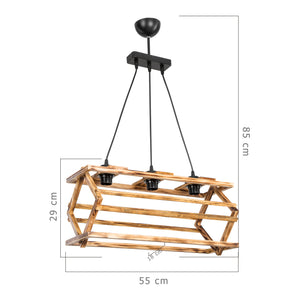 Kettering taklampa i massivt trä 2xE27 / 3xE27 svart / träutseende i olika storlekar [lux.pro]
