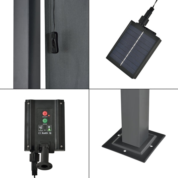 Pergola Fortaleza med LED trädgårdspaviljong verandatak stål välj modell [en.casa]