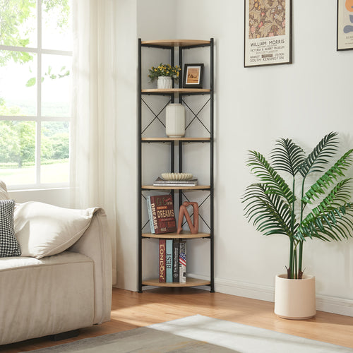 Blomsterhylla Ulfborg 6 hyllor 160x30x30 cm Svart/Eklook [en.casa] - premiumXL