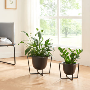 Blomsterställ Nordmaling 2-pack Metall Svart [en.casa] - premiumXL