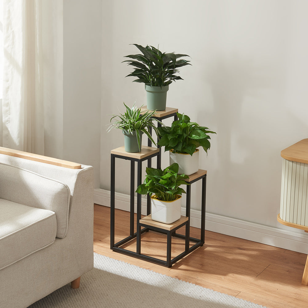 Blomtrappa Ameland Metall Svart [en.casa] - premiumXL