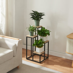Blomtrappa Ameland Metall Svart [en.casa] - premiumXL