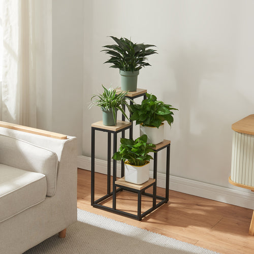 Blomtrappa Ameland Metall Svart [en.casa] - premiumXL