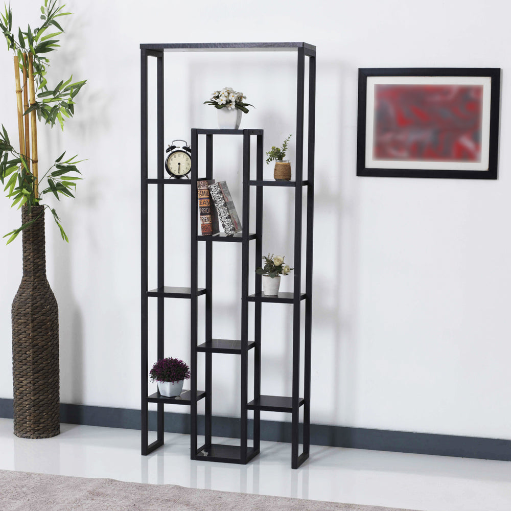 Växtställ Blaavandshuk 150 x 60 x 19 cm Svart / Marmor-look [en.casa] - premiumXL
