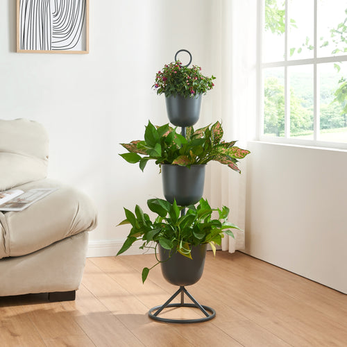 Blomsterställ Alphen med blomkrukor metall [en.casa] - premiumXL