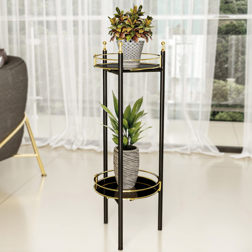 Blomsterställ Oulainen 79x28x28cm Svart/Guld [en.casa] - premiumXL