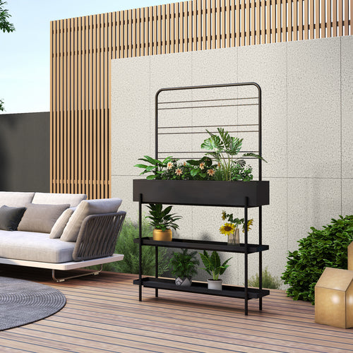Utomhus växtställ Aalsmeer metall 154x96x24 cm svart [casa.pro] - premiumXL