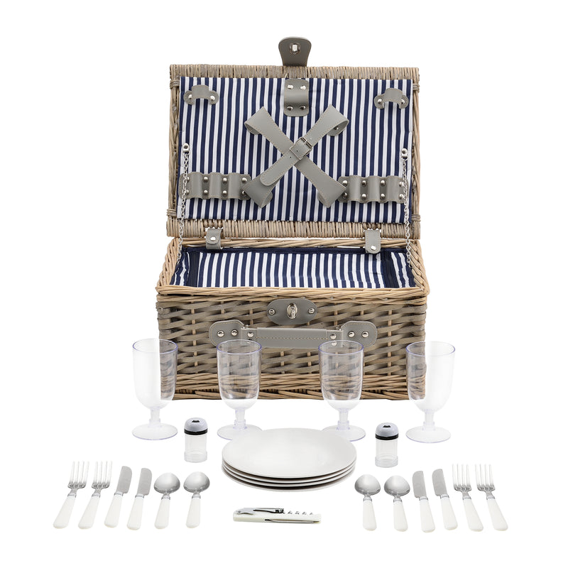 Måttskiss [casa.pro]® Picknickkorg med integrerat kylbox, tallrikar, bestick-olika färger och mått