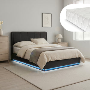 LED-sängram med madrass Tröstiar [en.casa]
