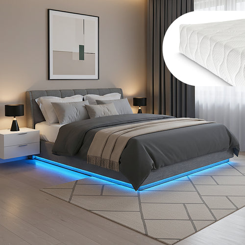 LED-sängram Tröstiar med madrass [en.casa]