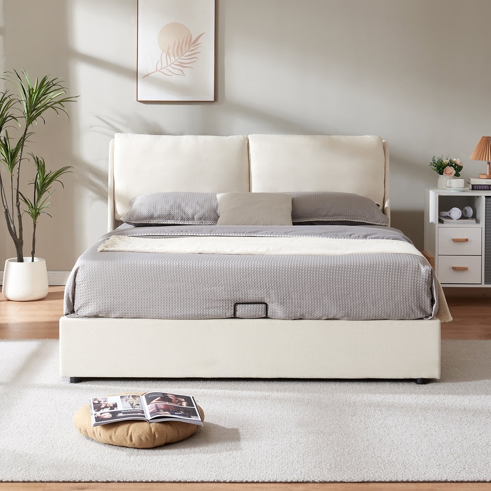 Sängram Lunner med madrass [en.casa]