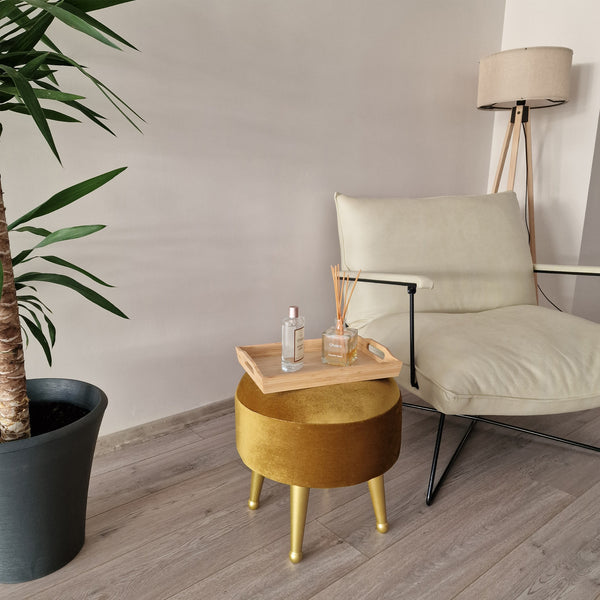 Polstrad pall Laholm Ø 40cm sammet i olika färger [en.casa]